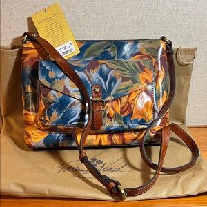 Patricia Nash Blue and Orange Floral Crossbody Bag